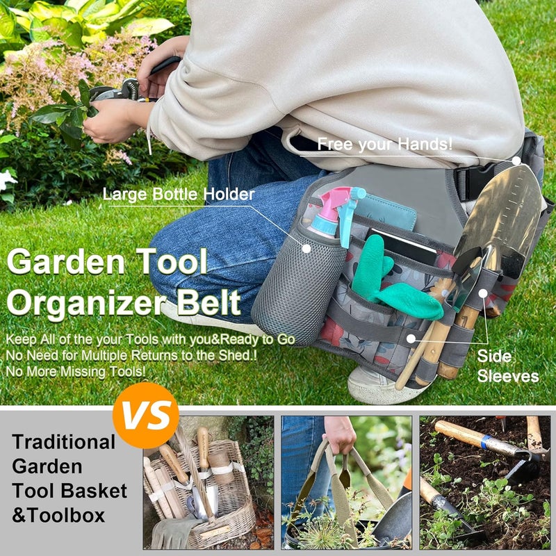 MDSTOP Gardening Apron Tool Belt Set, Garden Apron with Pockets for Women & Men, Garden Tool Organizer Belt, Harvest Apron for Gardeners Pick Fruit Weeding - Image 3